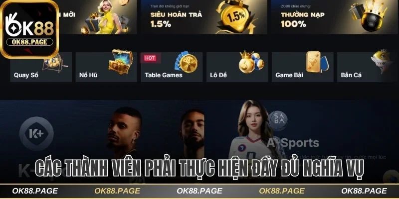 Quy Định Miễn Trừ Trách Nhiệm OK88 Người Chơi Cần Nắm 3 Các thành viên phải thực hiện đầy đủ nghĩa vụ