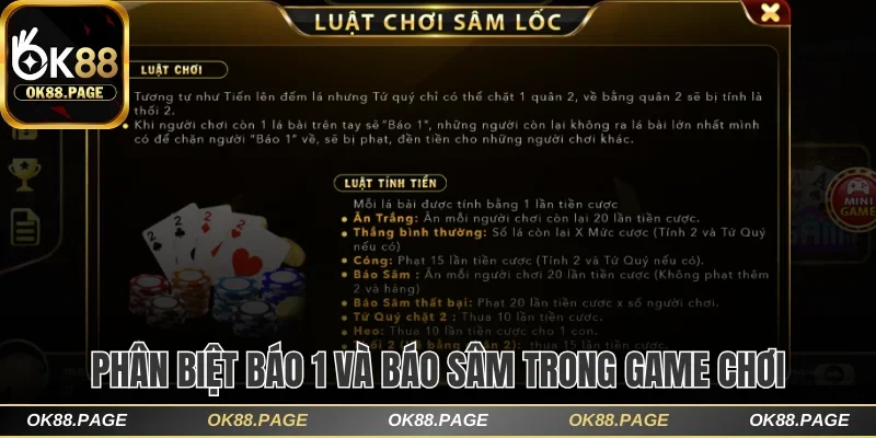 Khám Phá Sâm Lốc OK88 Và Những Mẹo Khiến Đối Thủ E Dè 2 Phân biệt báo 1 và báo sâm trong game chơi